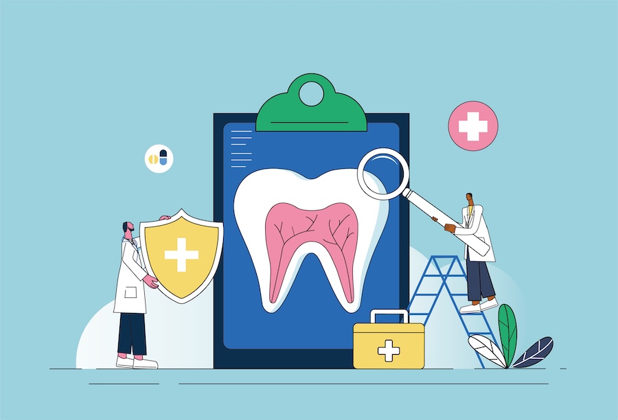 tooth being examined by dental specialist, enamel erosion, translucent teeth